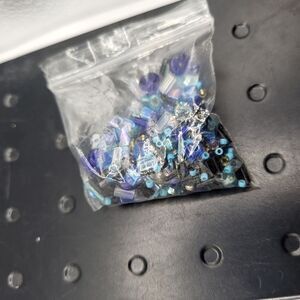 Mixed Blue And Black Glass Beads 0.5oz